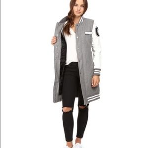 Members Only gray varsity longline jacket